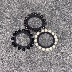 Pearl Hair Ties ( Black,Grey, And White)